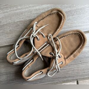 Sperry Girls Top Sider Light Tan Boat Shoes 3M